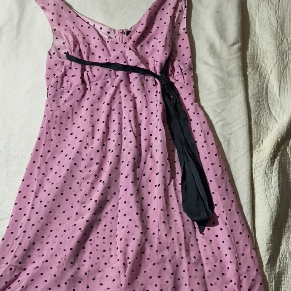 Karen Kane Pink Silk Dress with Black Dots
